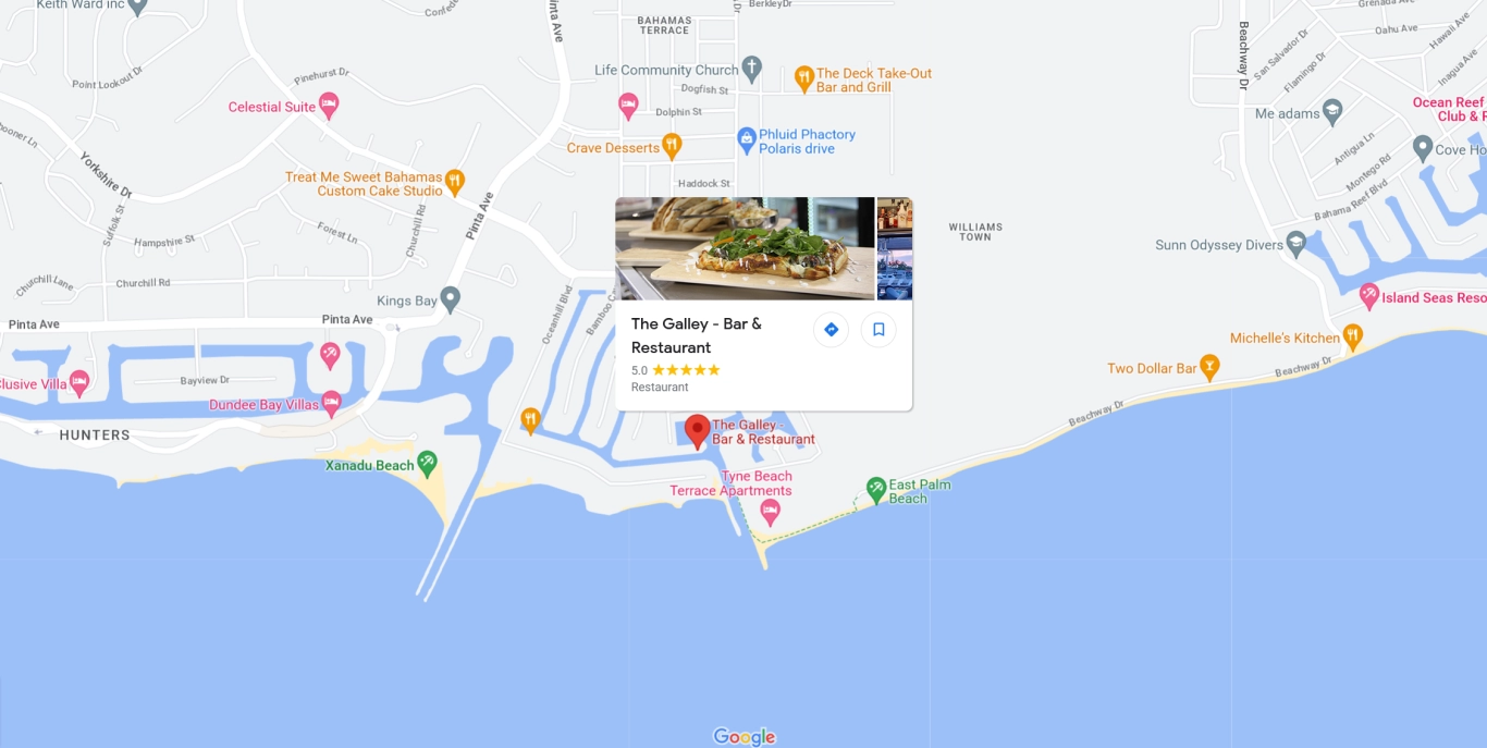 Map showing The Galley location in Freeport